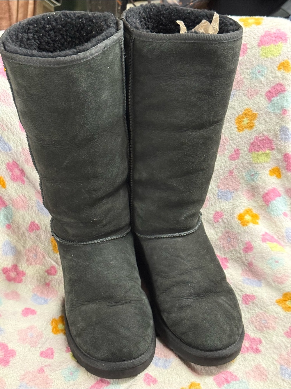 UGG Black Tall Suede Winter Boots